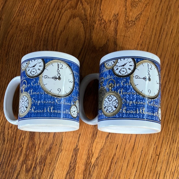 2 NEW MICROWAVE & DISHWASHER SAFE BLUE & WHITE MUGS - Picture 2 of 7
